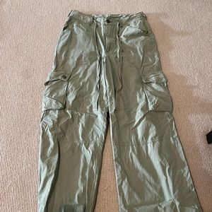 Anthropologie Wide Leg Green Cargo Pants
